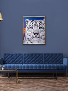 giclee fine art print of original snow leopard oil painting "Beast and Beauty"